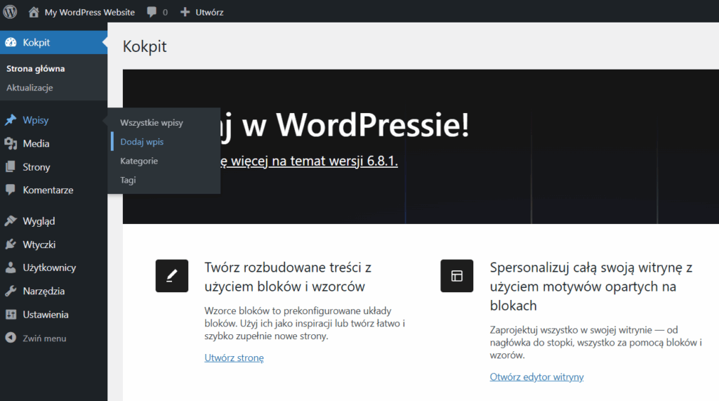 poradnik - jak dodać wpis w wordpressie - 1