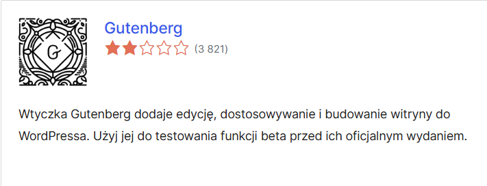 wtyczki WordPress - gutenberg screenshot