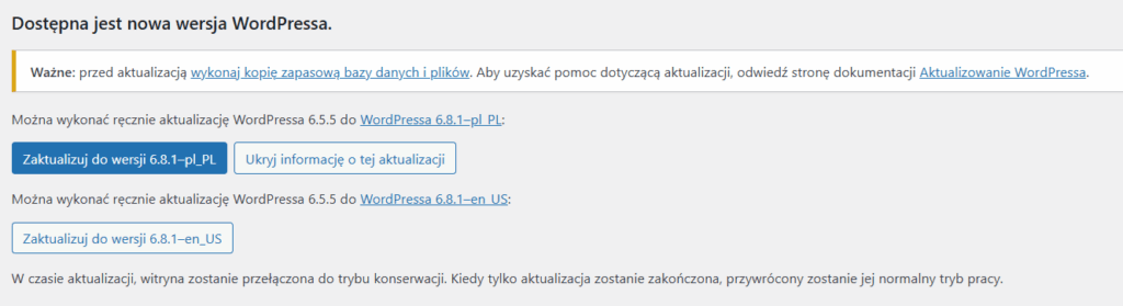 Aktualizacje WordPressa